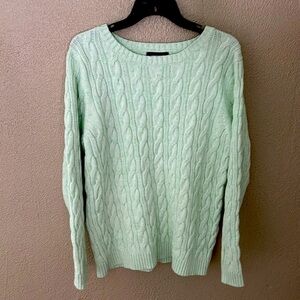 Women’s Lands End Cable Knit Drifter Sweater, XL/T, Mint Green